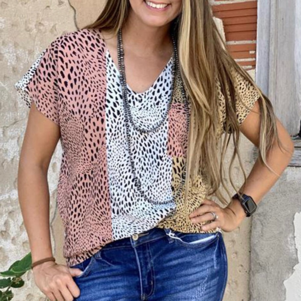 🔥5/$20 Plus Size Mix Leopard Short Sleeve Top